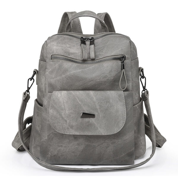 Korean Style PU Leather Backpack – Large Capacity Daily Commuter Bag
