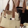 Canvas Tote Bag – Multi-Pocket Large Capacity Commuter Bag