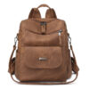 Korean Style PU Leather Backpack – Large Capacity Daily Commuter Bag