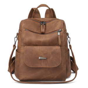 Korean Style PU Leather Backpack – Large Capacity Daily Commuter Bag