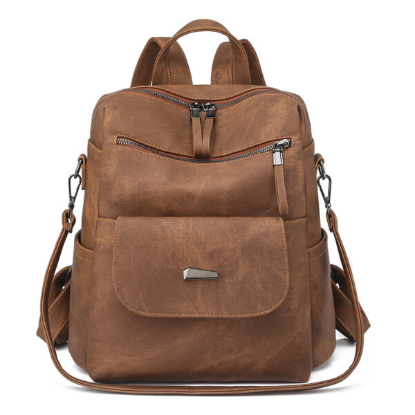 Korean Style PU Leather Backpack – Large Capacity Daily Commuter Bag