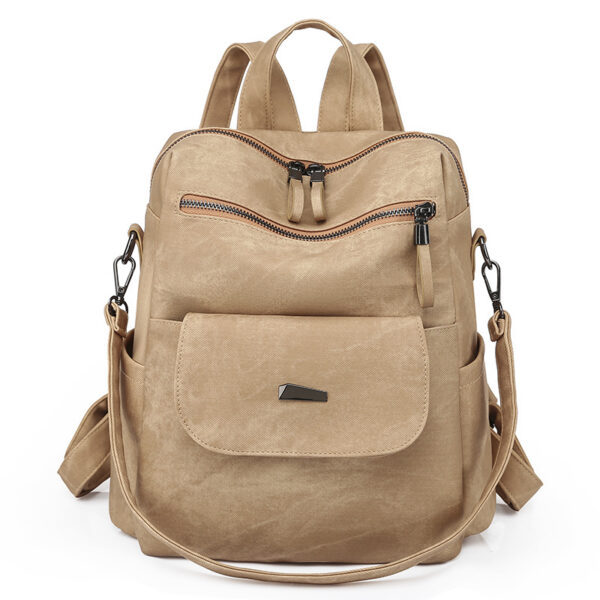 Korean Style PU Leather Backpack – Large Capacity Daily Commuter Bag
