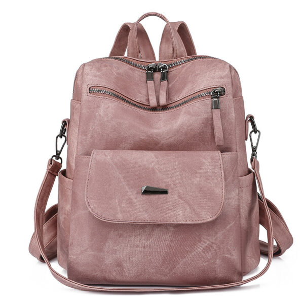 Korean Style PU Leather Backpack – Large Capacity Daily Commuter Bag
