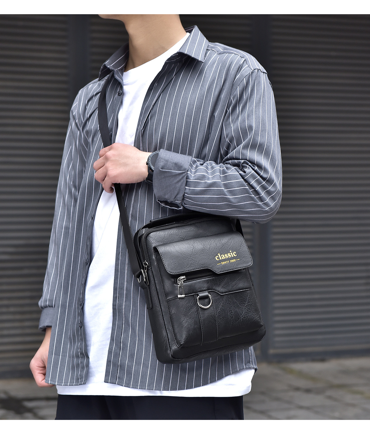 Vintage Waterproof Crossbody Bag – Lightweight Hands-Free Shoulder Bag 12 mens crossbody bag detail