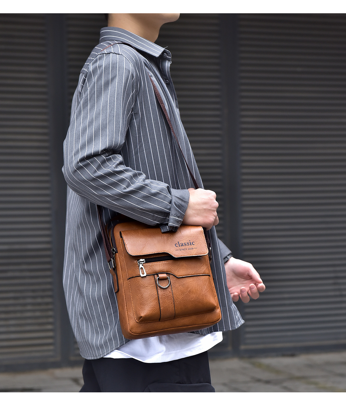 Vintage Waterproof Crossbody Bag – Lightweight Hands-Free Shoulder Bag 13 mens crossbody bag detail