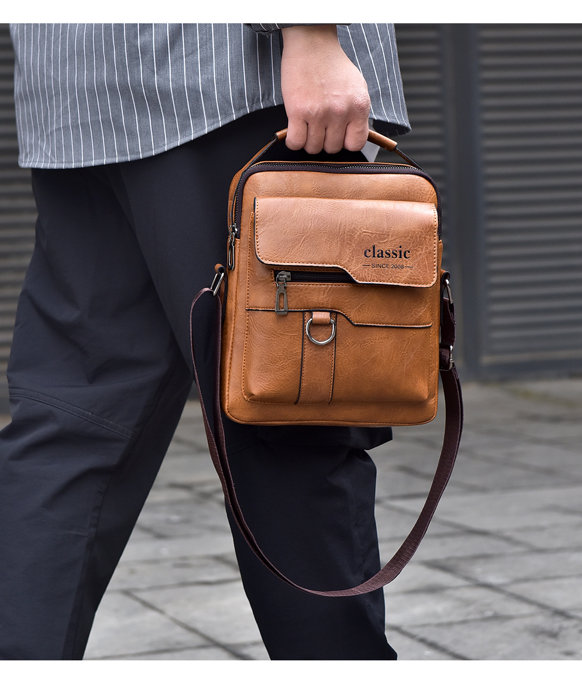 Vintage Waterproof Crossbody Bag – Lightweight Hands-Free Shoulder Bag 14 mens crossbody bag detail