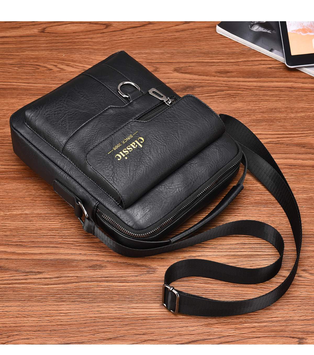 Vintage Waterproof Crossbody Bag – Lightweight Hands-Free Shoulder Bag 4 mens crossbody bag detail