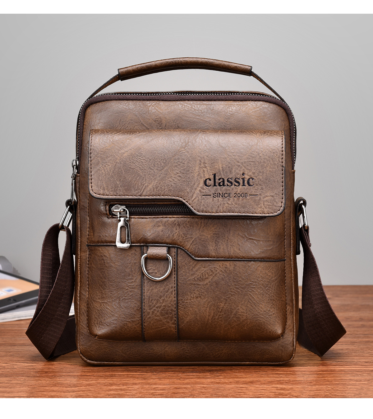 Vintage Waterproof Crossbody Bag – Lightweight Hands-Free Shoulder Bag 6 mens crossbody bag detail