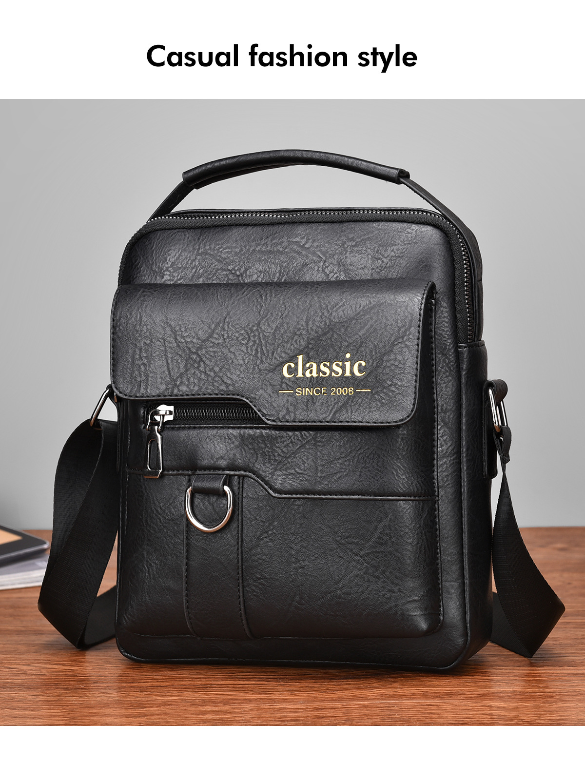 Vintage Waterproof Crossbody Bag – Lightweight Hands-Free Shoulder Bag 7 mens crossbody bag detail