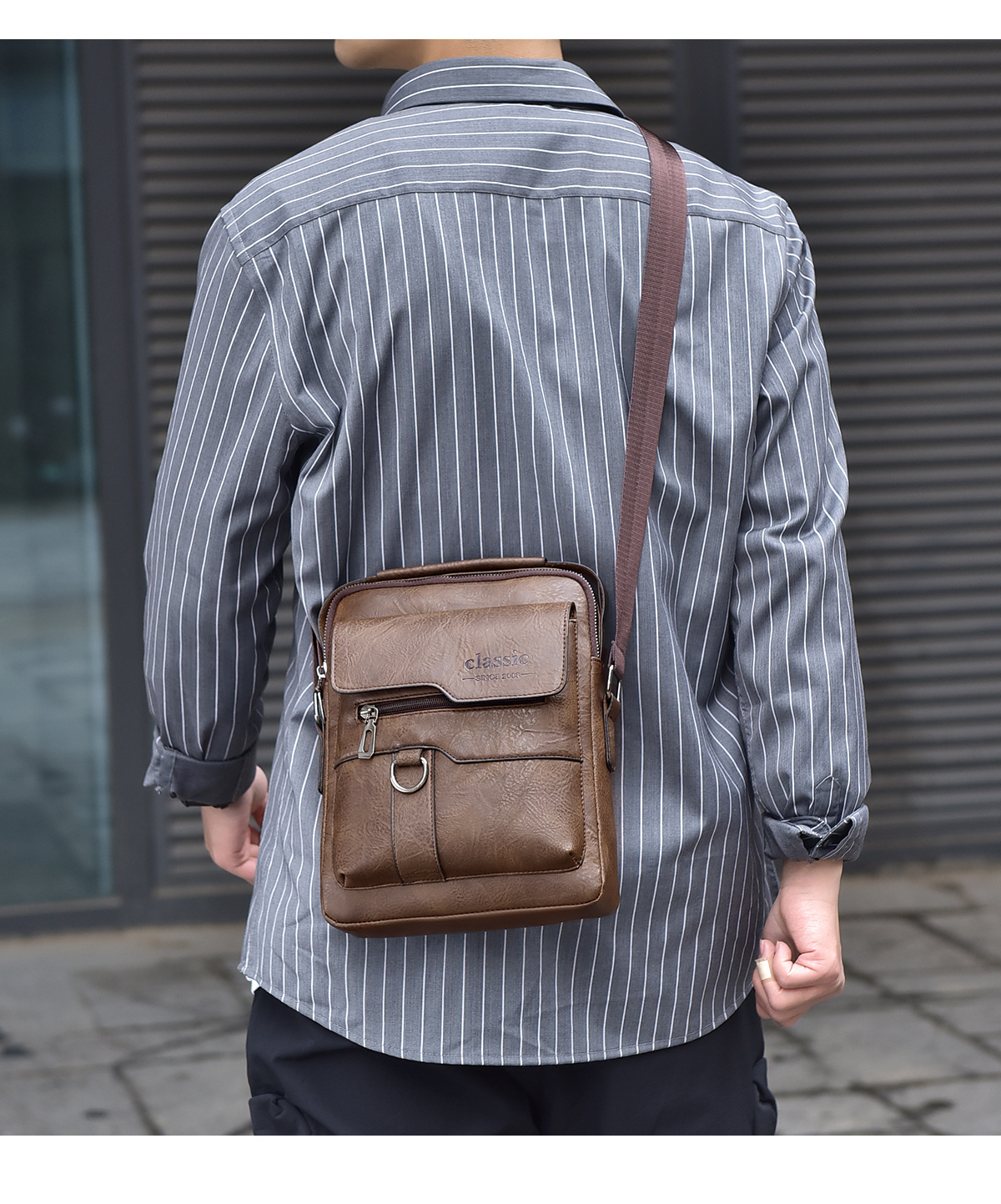 Vintage Waterproof Crossbody Bag – Lightweight Hands-Free Shoulder Bag 9 mens crossbody bag detail