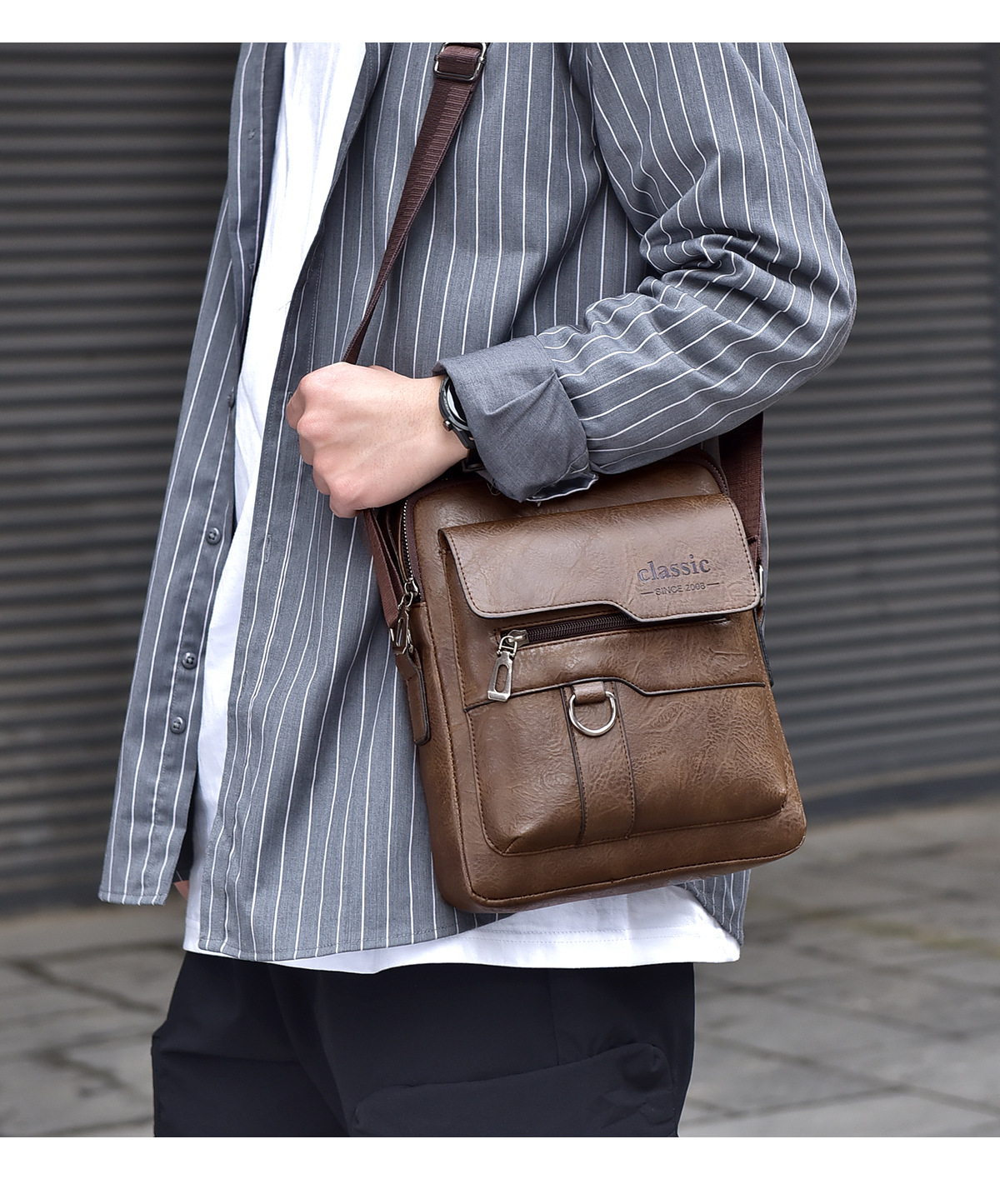 Vintage Waterproof Crossbody Bag – Lightweight Hands-Free Shoulder Bag 10 mens crossbody bag detail