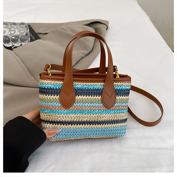 Cross-border rainbow woven floral women's handbag, 2026 new fashionable forest-style vacation crossbody bag, multifunctional straw woven bag 5 O1CN01LvGN8E1WEIgwqxAL0 2221436032756 0 cib -bag