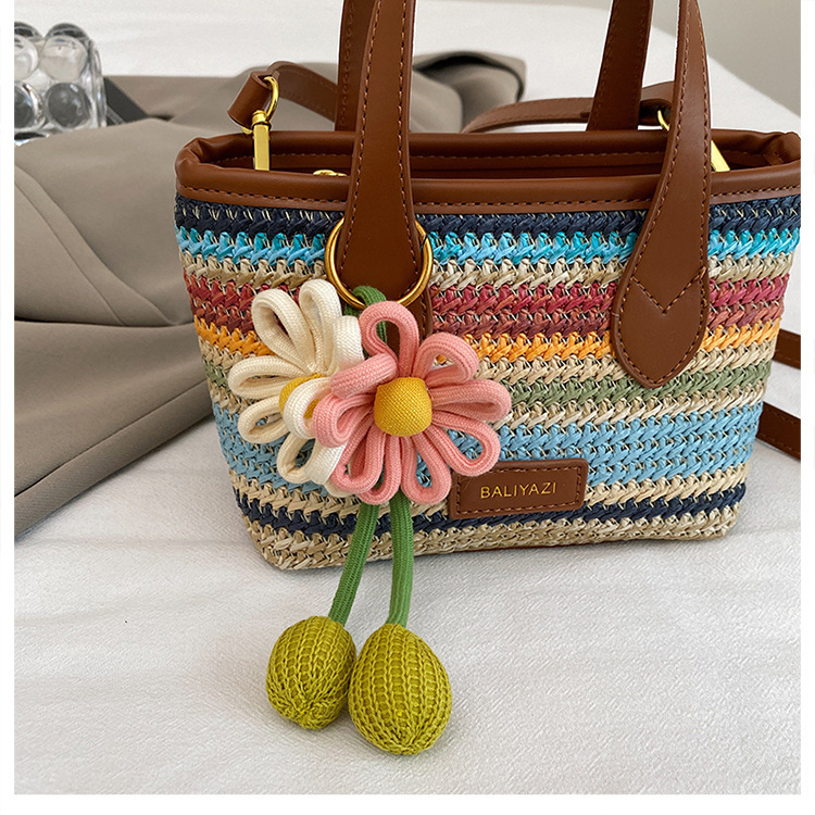 Cross-border rainbow woven floral women's handbag, 2026 new fashionable forest-style vacation crossbody bag, multifunctional straw woven bag 17 O1CN01Se8thl1WEIgwktDu9 2221436032756 0 cib -bag