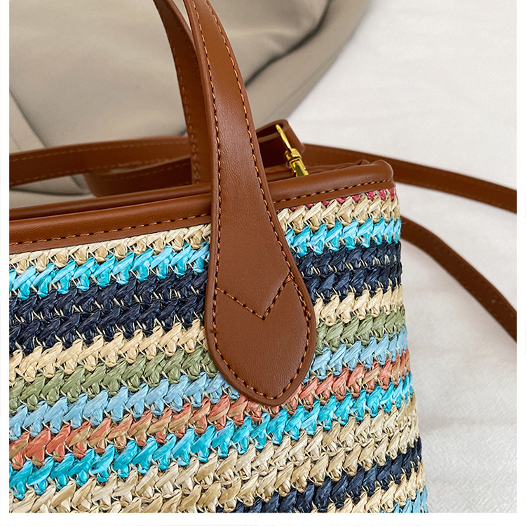 Cross-border rainbow woven floral women's handbag, 2026 new fashionable forest-style vacation crossbody bag, multifunctional straw woven bag 6 O1CN01cpy0ag1WEIgwhWtH1 2221436032756 0 cib -bag