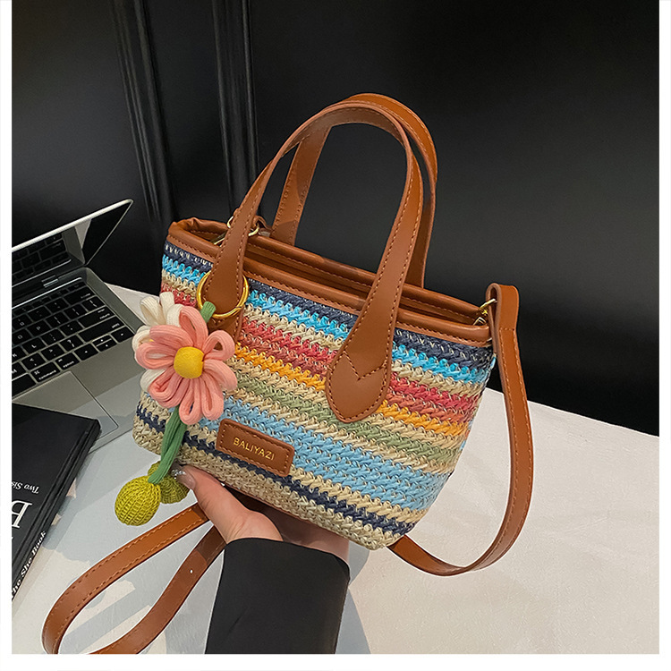 Cross-border rainbow woven floral women's handbag, 2026 new fashionable forest-style vacation crossbody bag, multifunctional straw woven bag 14 O1CN01y7CcQP1WEIgwnas7d 2221436032756 0 cib -bag