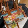 O1CN01zp58HB1WEIgx5dCpe_2221436032756-0-cib.jpg Cross-border rainbow woven floral women's handbag, 2026 new fashionable forest-style vacation crossbody bag, multifunctional straw woven bag